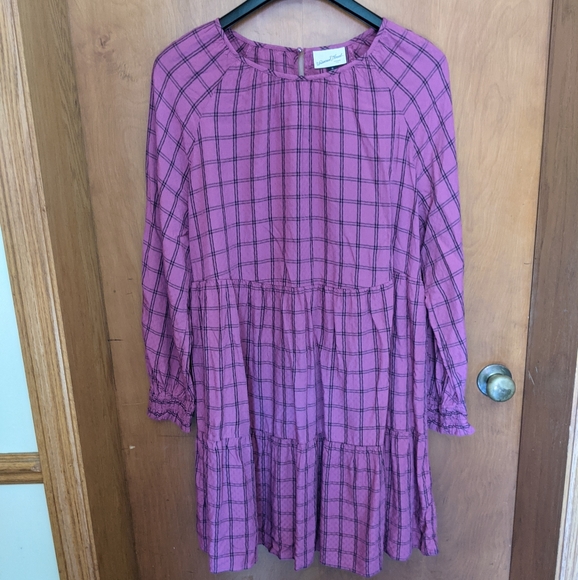 Universal Thread Dresses Universal Thread Pink Plaid Babydoll Dress
